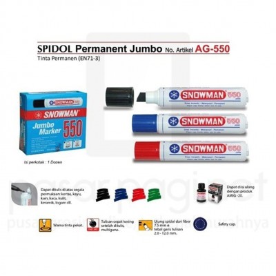 Spidol Snowman Permanent Marker Jumbo AG-550 Chisel 7.5